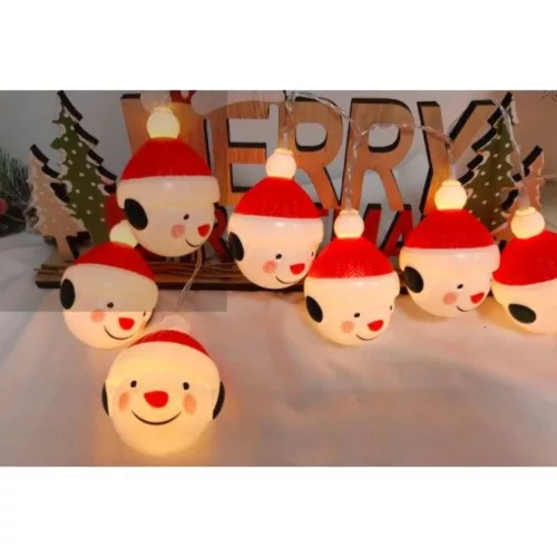Led string light, indoor, warm white, battery operated, Santa Claus head, 10 LED, IP20, Modee