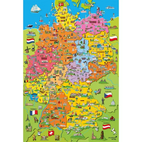 Cartoon map of Germany, 200 pieces (56312) Children's puzzle