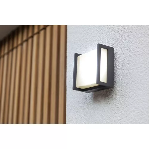 QUBO SQUARE OUTDOOR WALL 1 LIGHT DARK GREY