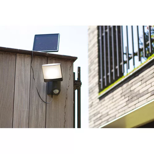 SUNSHINE SOLAR LED WALL 1 LIGHT PIR  DARK GREY  PLUS SOLAR PANEL