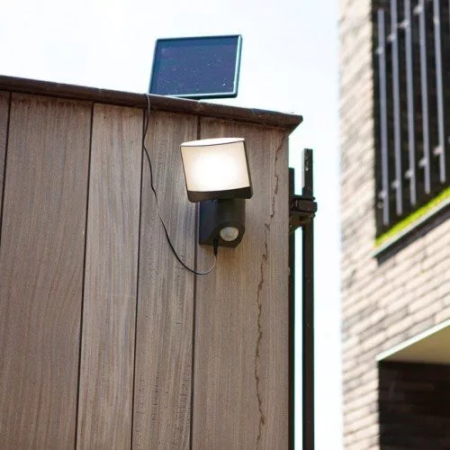 SUNSHINE SOLAR LED WALL 1 LIGHT PIR  DARK GREY  PLUS SOLAR PANEL