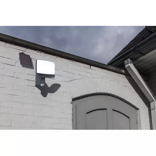 SUNSHINE SOLAR LED WALL 1 LIGHT PIR  DARK GREY  PLUS SOLAR PANEL