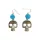  Skull earrings with light blue rose