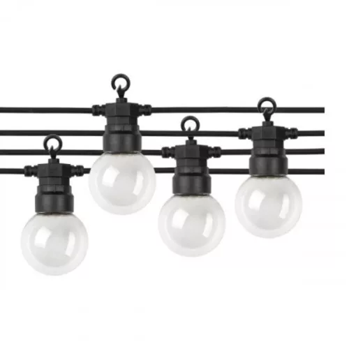 BLACK OUTDOOR STRING LIGHT WITH BULBS 6000K 10PCS/G45 IP65 8M