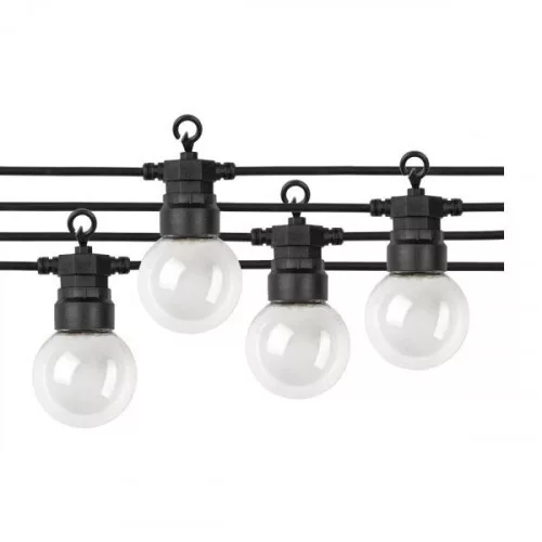 BLACK OUTDOOR STRING LIGHT WITH BULBS 6000K 20PCS/G45 IP65 13M