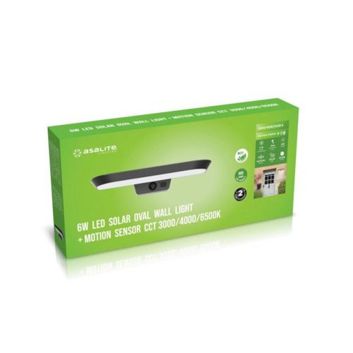 Asalite LED Solar Outdoor Lamp IP54 6W CCT (600 lumen) Oval + Sensor