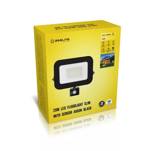 Asalite LED Spotlight Slim 20W 4500K (1800 lumens) + Motion Sensor