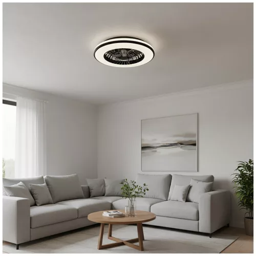 Ceiling LED lamp with fan VENTELUX 48W+15W 3CCT black Kobi Windstar