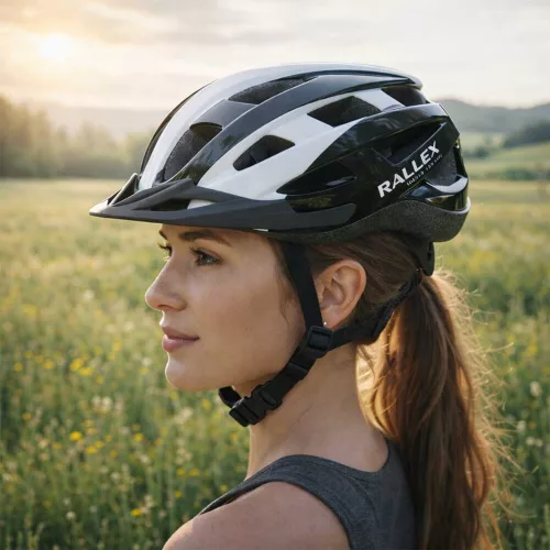 Adjustable bicycle helmet black and white L 58-62cm