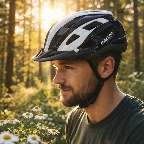 Adjustable bicycle helmet black and white L 58-62cm