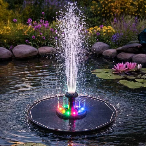Solar garden fountain floating LED RGB 16cm