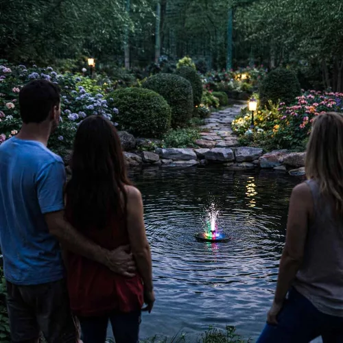 Solar garden fountain floating LED RGB 16cm