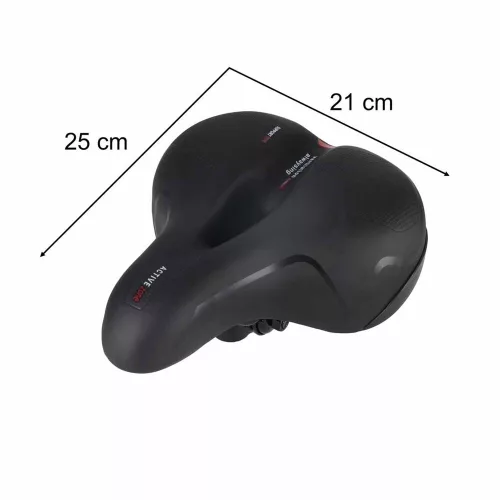 Bicycle saddle made of flexible foam with reflectors