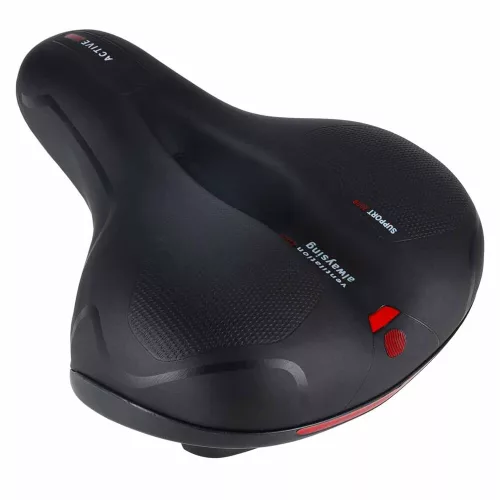 Bicycle saddle made of flexible foam with reflectors
