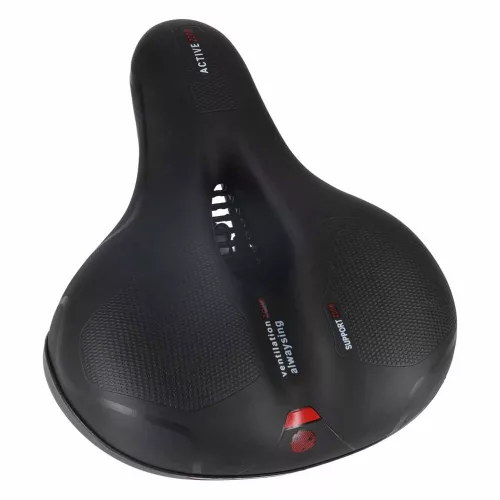 Bicycle saddle made of flexible foam with reflectors