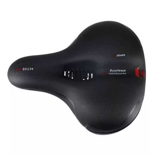 Bicycle saddle made of flexible foam with reflectors