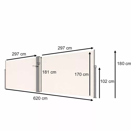 LUARO Side terrace awning 180x600cm beige
