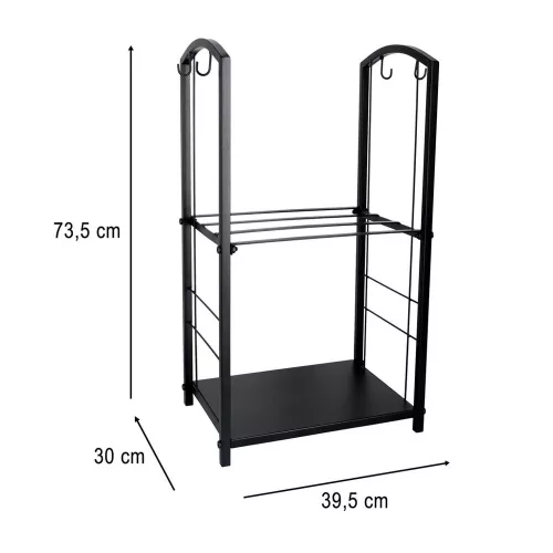 Metal firewood rack with accessories