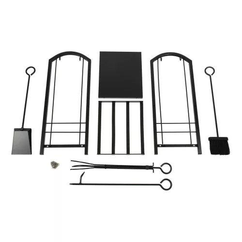 Metal firewood rack with accessories