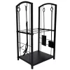 Metal firewood rack with accessories