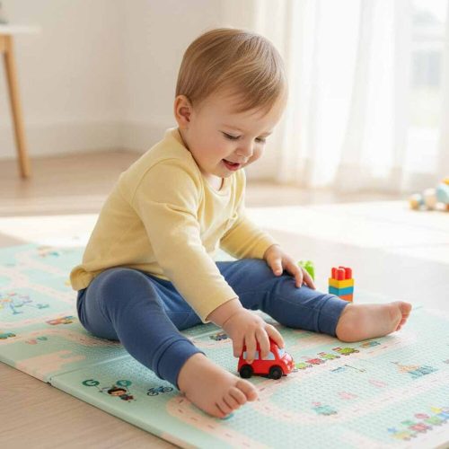 Double-sided foam mat 179x198 panda/street