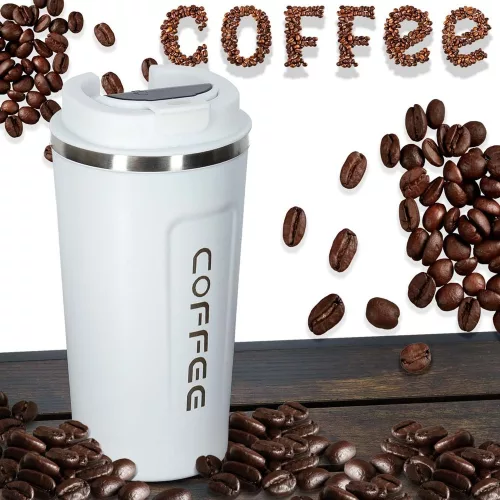 Thermal mug with mouthpiece LED thermos 500ml white