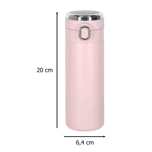 Thermal mug with mouthpiece LED thermos 420ml pink