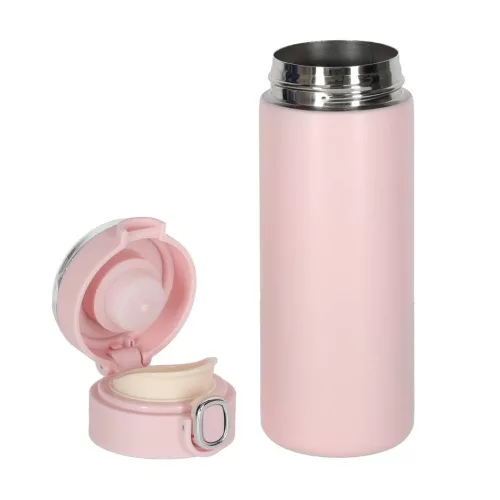 Thermal mug with mouthpiece LED thermos 420ml pink