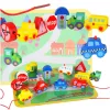 Wooden blocks for threading board cars