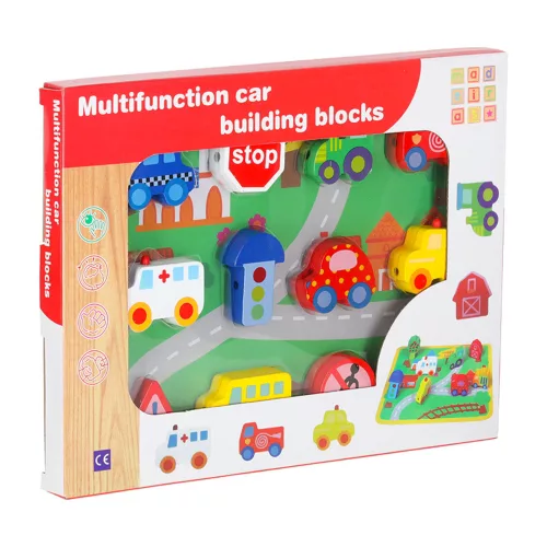 Wooden blocks for threading board cars
