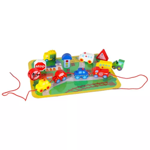 Wooden blocks for threading board cars