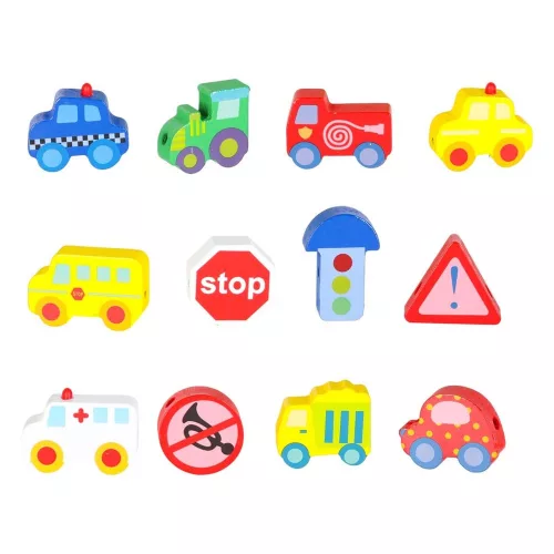 Wooden blocks for threading board cars