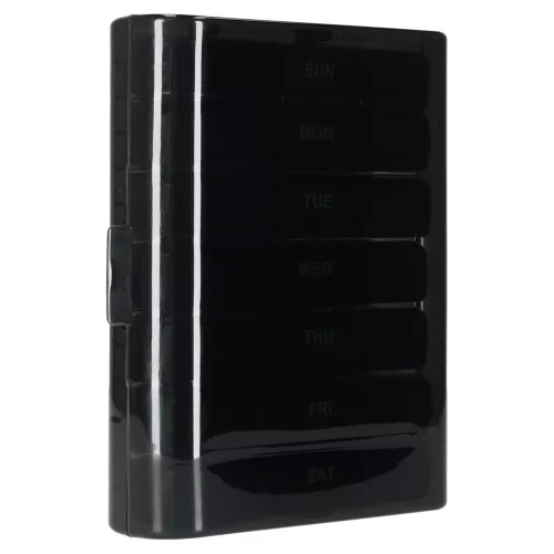 Medicine pill organiser container black