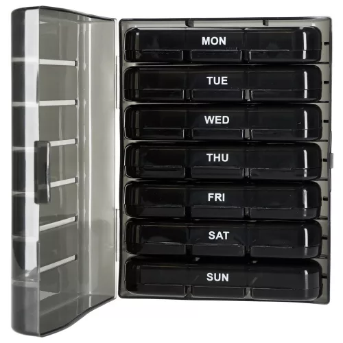 Medicine pill organiser container black