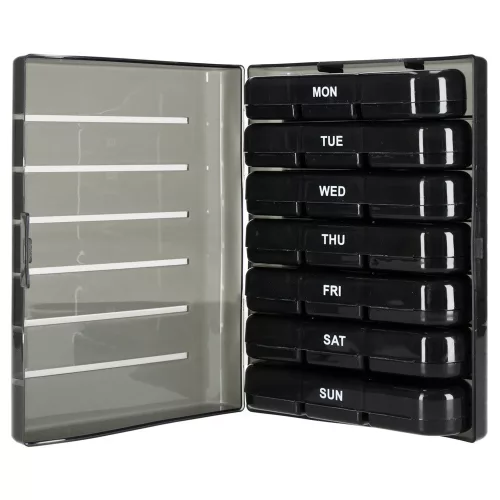 Medicine pill organiser container black