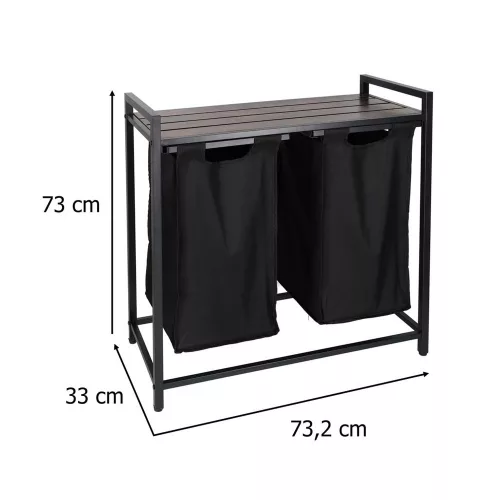 Rustic laundry basket with shelf top 2 compartments