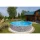 Azuro Stone 4.6 m diameter 1.2 m deep pool with Lagoon blue liner, skimmer opening design without ladder and filter
