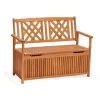 Orlando bench with storage made of eucalyptus wood