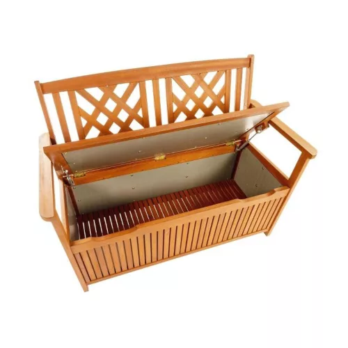 Orlando bench with storage made of eucalyptus wood