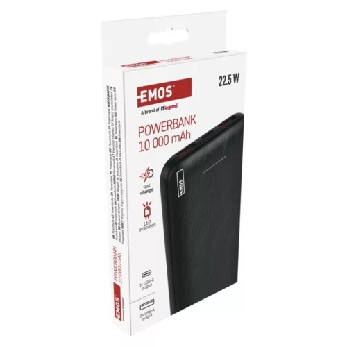 EMOS Powerbank AlphaQ3, 10 000 mAh, 22,5 W, fekete