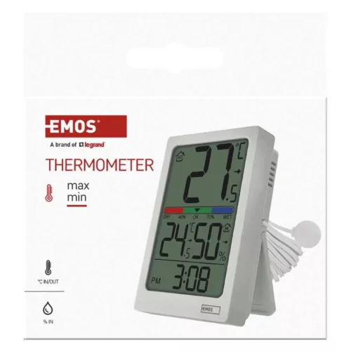 Digitális hőmérő páratartalom-mérővel, vezetékes érzékelővel, ébresztőórával E0558P