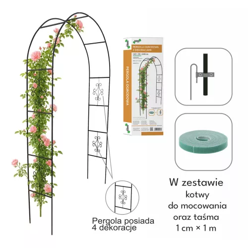 Metal garden pergola arch 240cm green