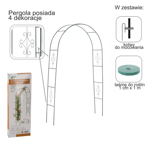 Metal garden pergola arch 240cm green