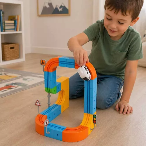Magnetic track construction blocks trains 65el