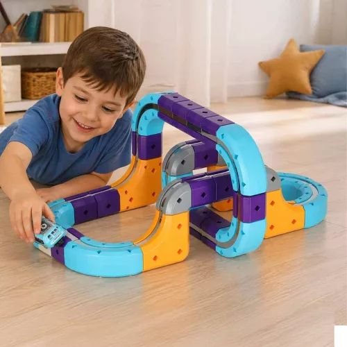 Magnetic track construction blocks USB cars 54el