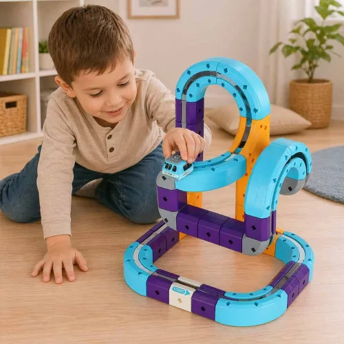 Magnetic track construction blocks USB cars 54el