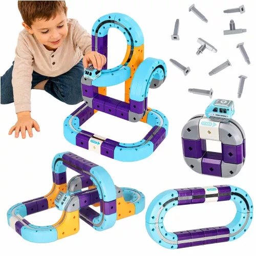 Magnetic track construction blocks USB cars 54el