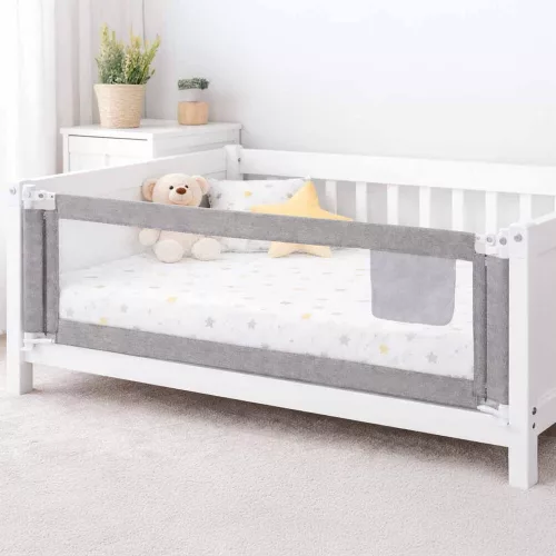 Safety gate barrier for bed 160cm grey