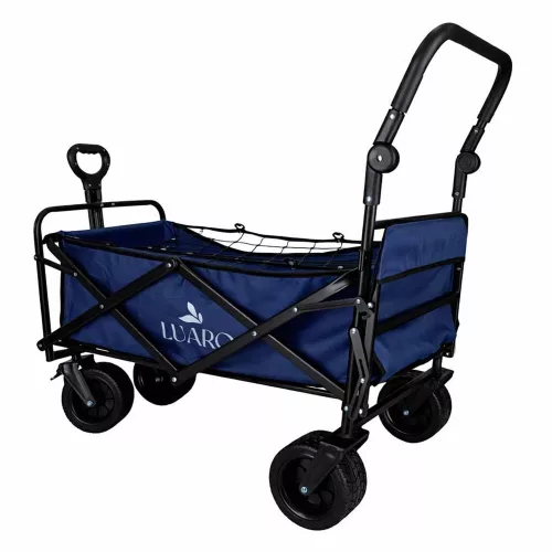 Travel trolley foldable with canopy navy blue