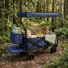 Travel trolley foldable with canopy navy blue